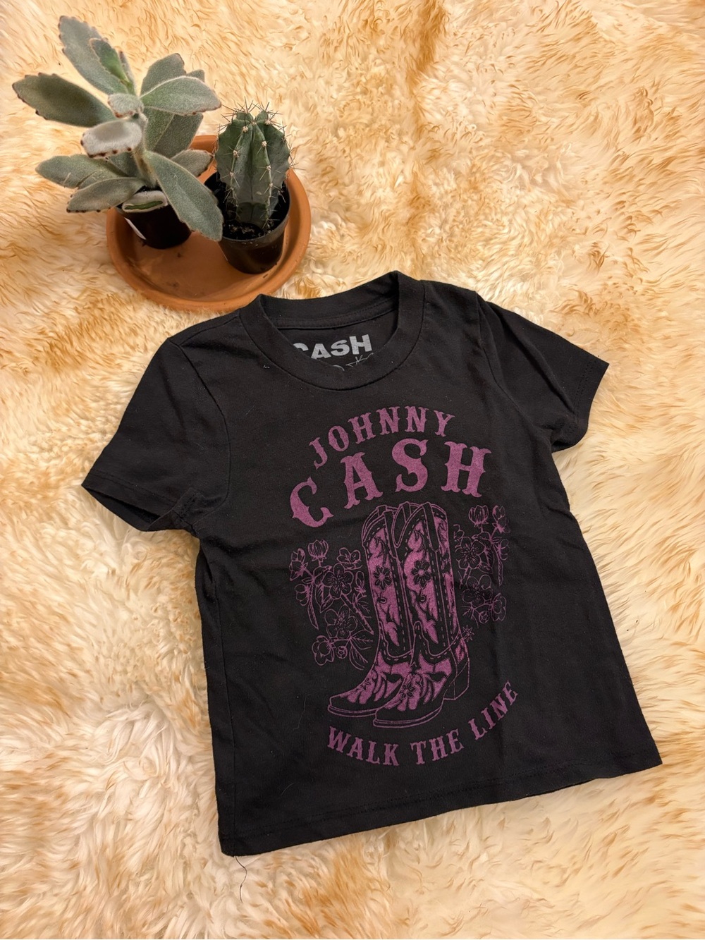3T Johnny Cash walk the line tshirt black and pink